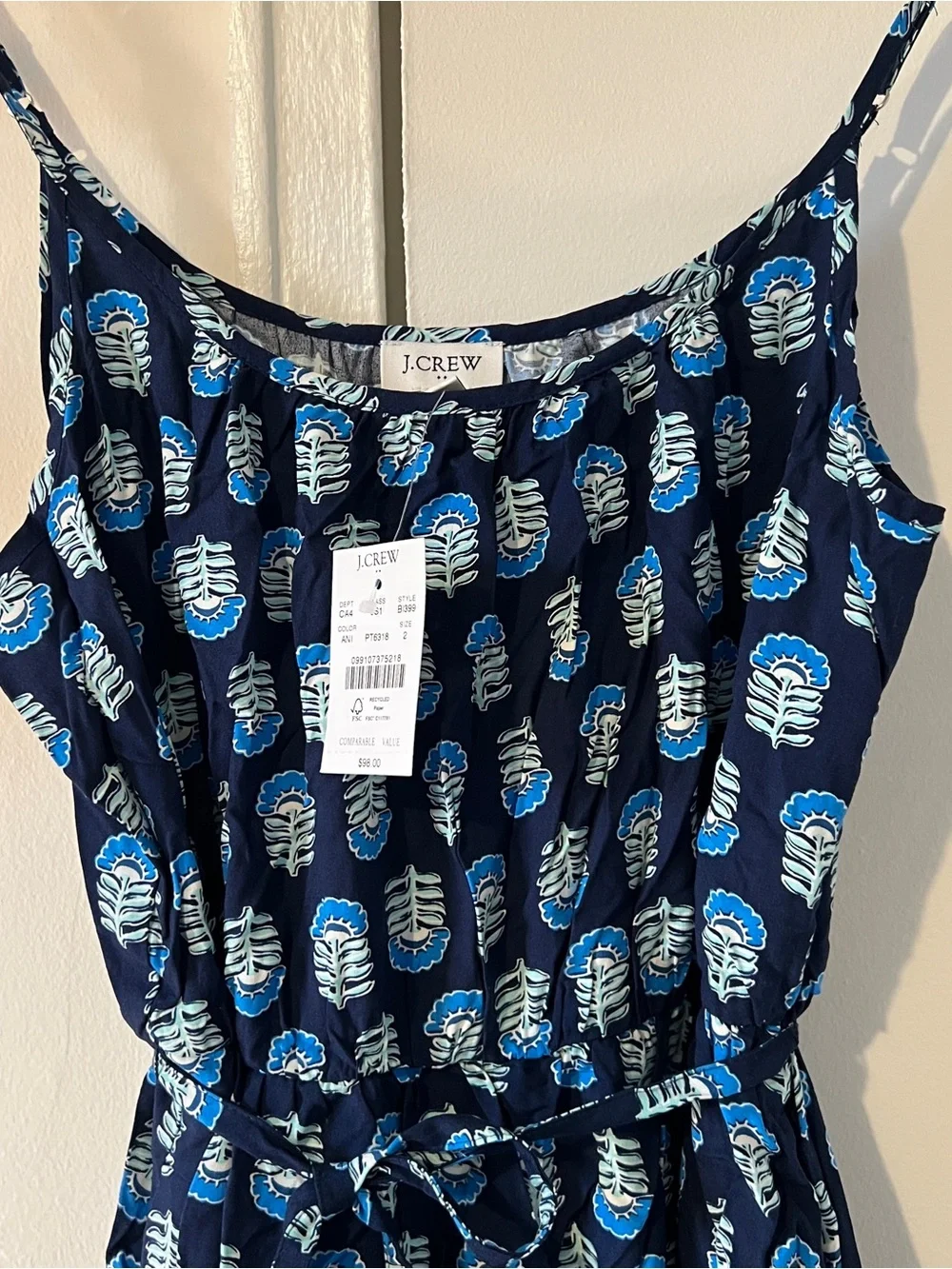 J.Crew Navy Print Midi Sundress — NWT size 2
